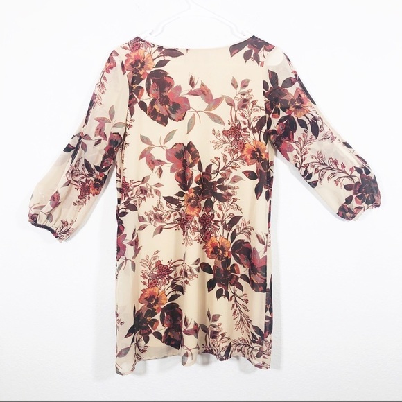 Lulus🔥SALE🔥Shifting dears tan and brown floral shift dress Small - Picture 7 of 9